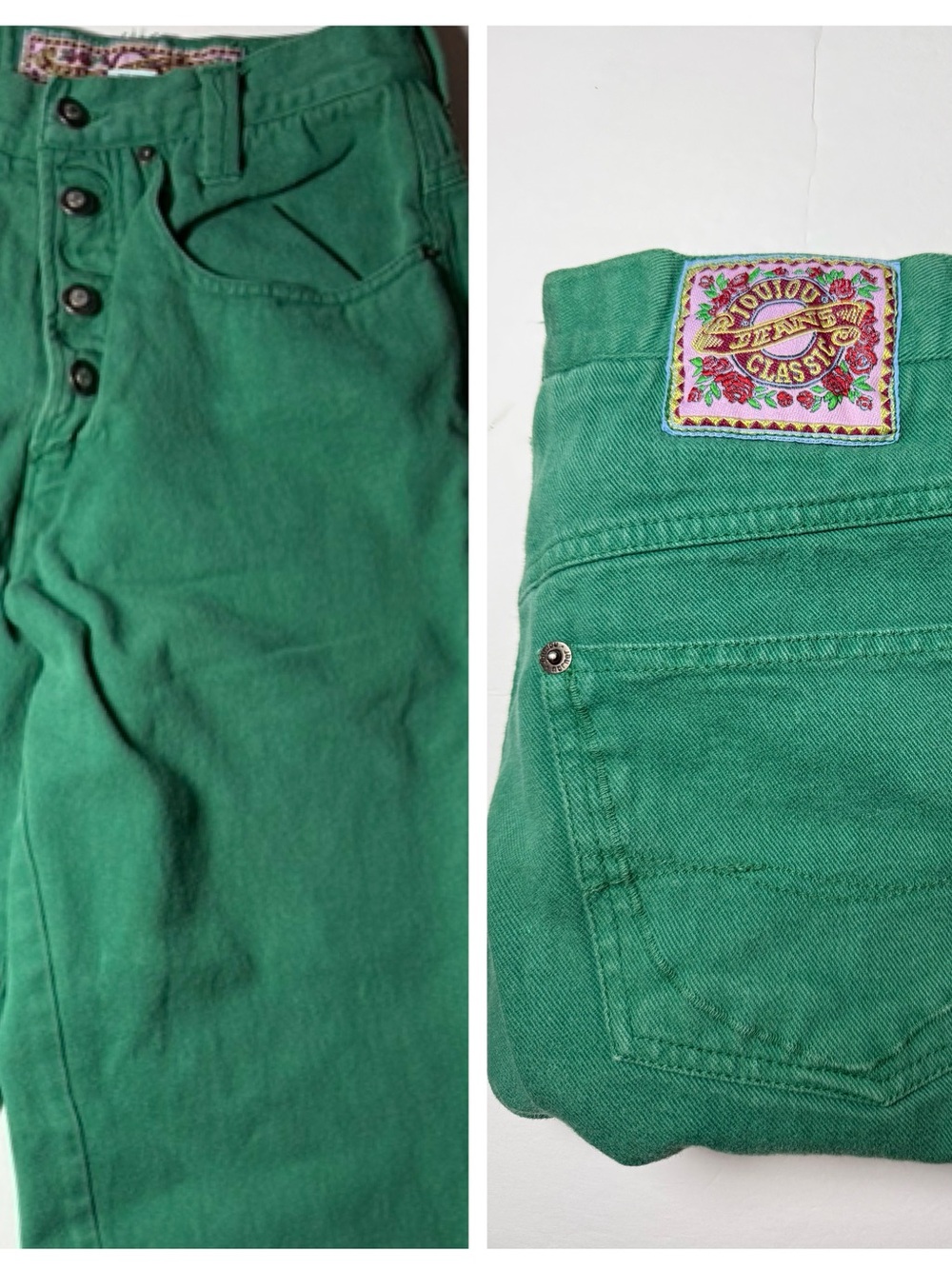 Y2K Jou Jou Green Button Fly Jeans early 2000’s
Size 9/10 100% cotton